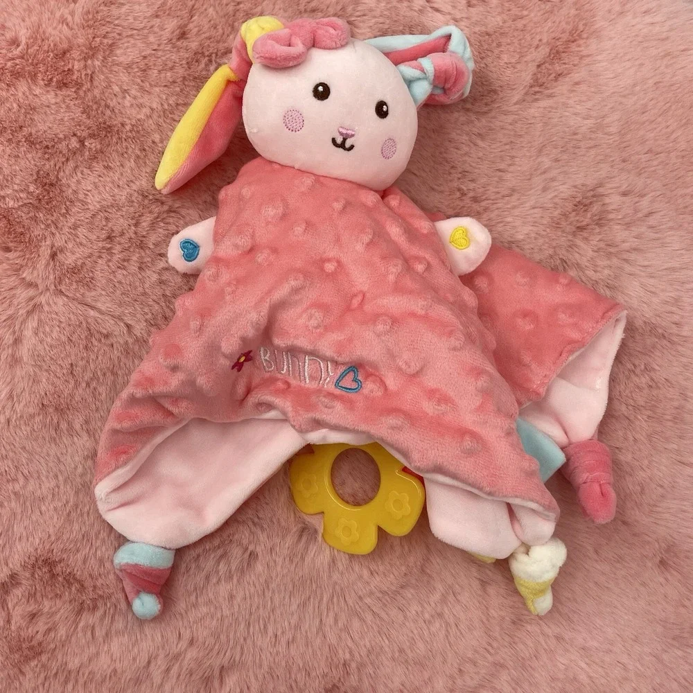 Baby Security‎ Blanket Stuffed Animal Soft Emotional Relief Blanket Bunny Pink